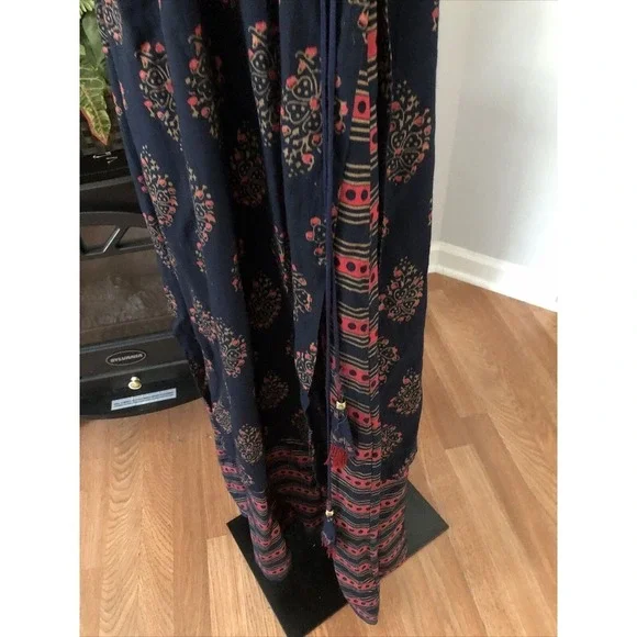 Ladies Printed Cotton Palazzo Suit Small Embellished Beads Missing Maxi Dress - Picture 6 of 13